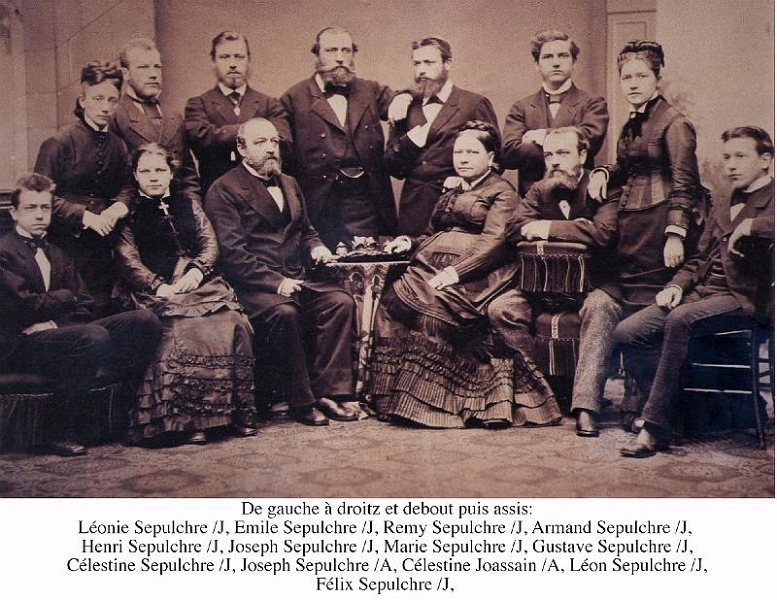 generation1.jpg - Branche rouge "Joseph", première génération. D'après lage apparent de Célestine, la dernière née en 1861, la photo pourrait être datée vers 1875.